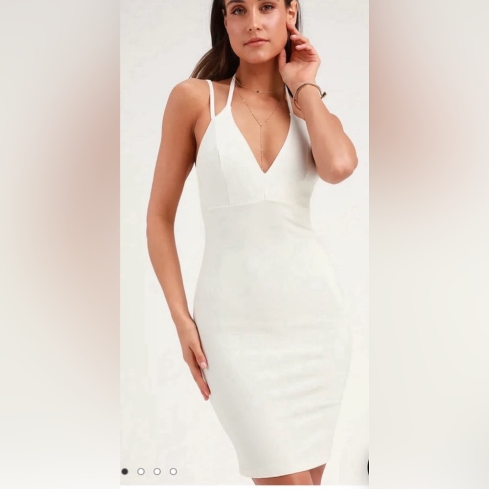 Lulus Top Ranking White Midi Dress, Small